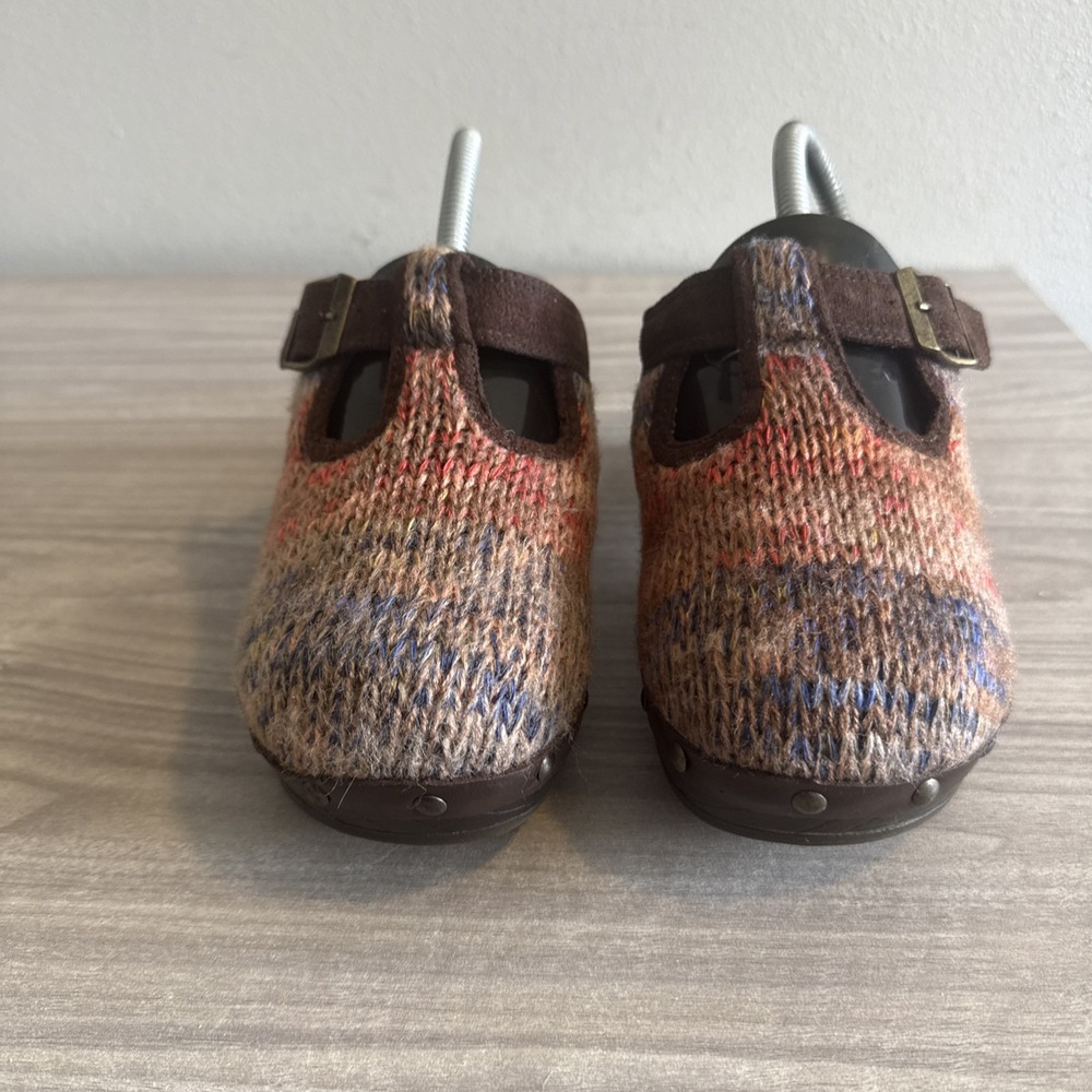 L.E.I. Bundle up Wool Knit Clogs Women's Sz 7 Vintage Platform Shoes Multicolor - Picture 3 of 11